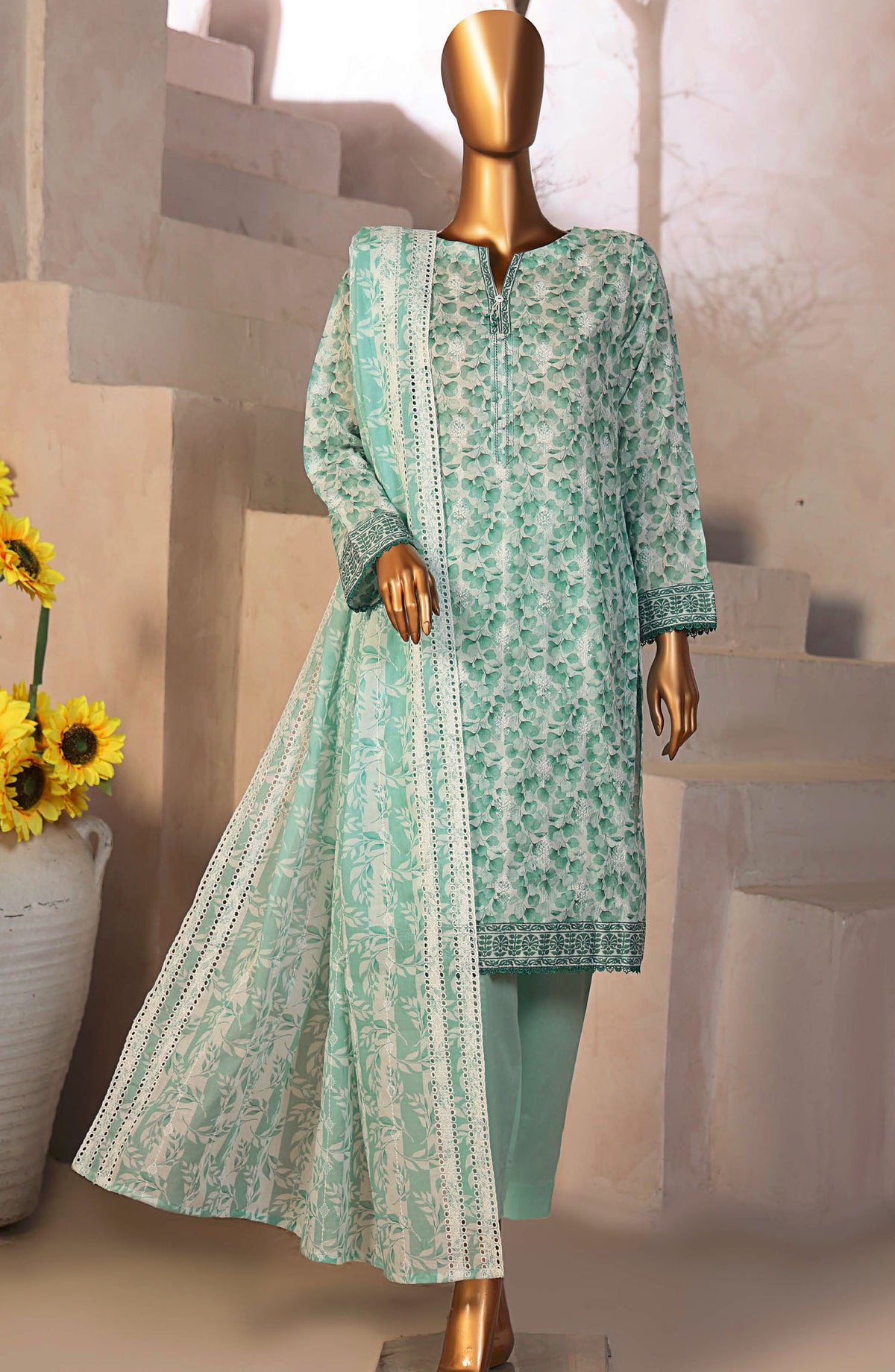 HZ Textile Embroidered Lawn Unstitched 3 Piece Suit - DEC-994 - HZ25EDK - Green - Summer Collection