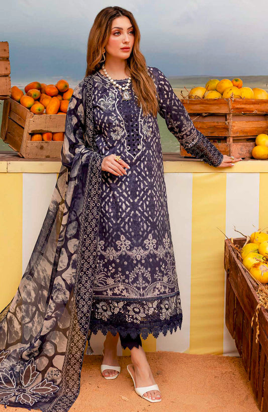 Gardenia by Nureh Chikankari Lawn Unstitched 3 Piece Suit - NSG - 182 - NU25GCL - Blue - Summer Collection