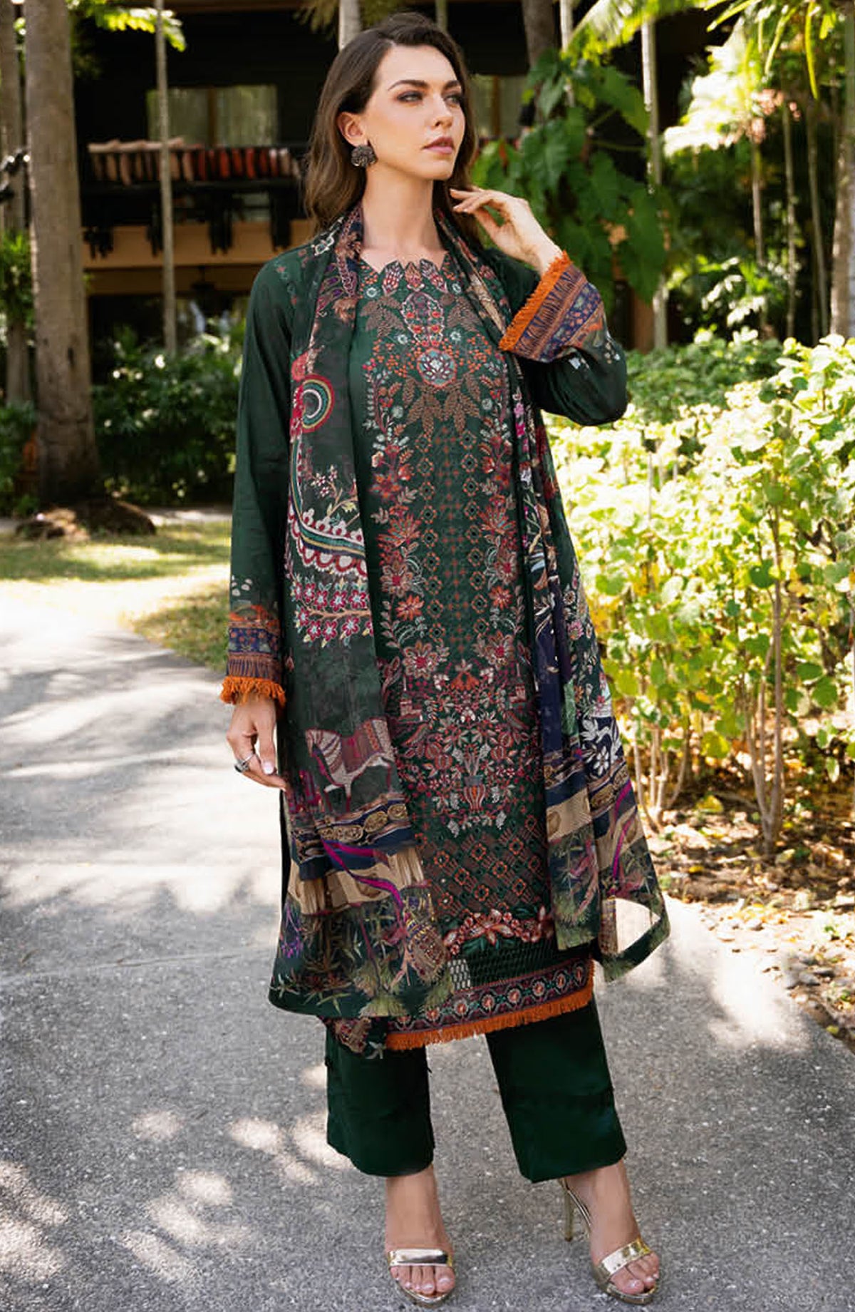 Riwayat by Ramsha Embroidered Lawn Unstitched 3 Piece Suit - Y-1107 - R25RLV11 - Green - Summer Collection