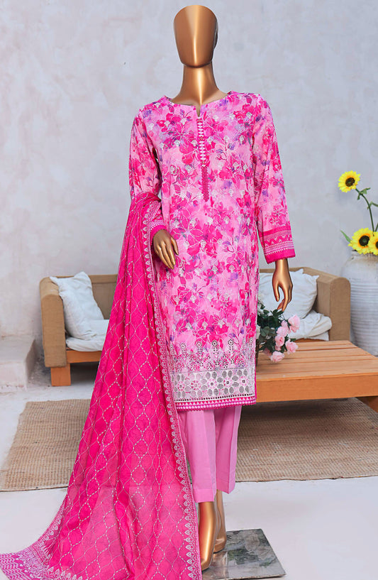 Elite by HZ Textile Chikankari Lawn Unstitched 3 Piece Suit - ELC-238 - HZ25ECL - Pink - Summer Collection