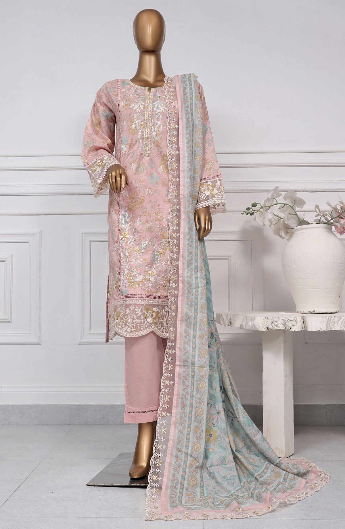 Sadabahar Embroidered Lawn Stitched 3 Piece Suit - D-07 - SB2525SEL - Pink - Summer Collection