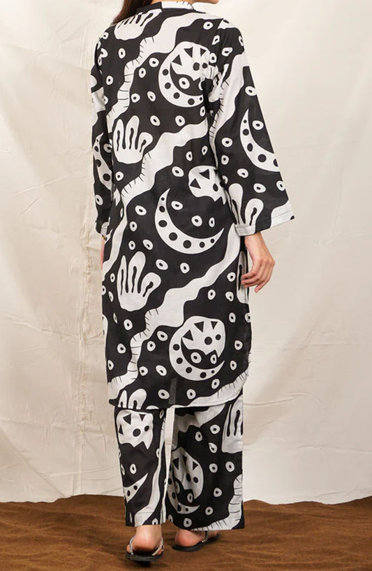 Pret Diaries Printed Lawn Cotton Stitched 2 Piece - 50117 - PD25SC - Black - Summer Collection