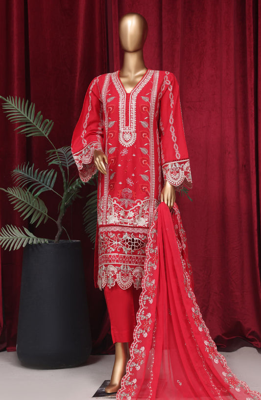Bin Saeed Embroidered Lawn Stitched 3 Piece Suit - LF48 - BS25LF - Pink - Summer Collection