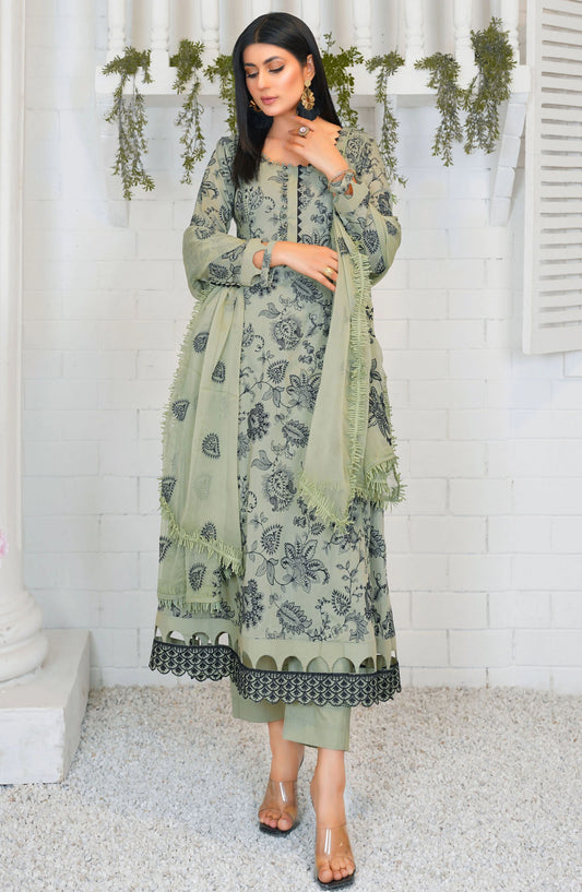 Threads N Weaves Embroidered Lawn Unstitched 3 Piece Suit - L23102 - TNW25CL - Green - Summer Collection