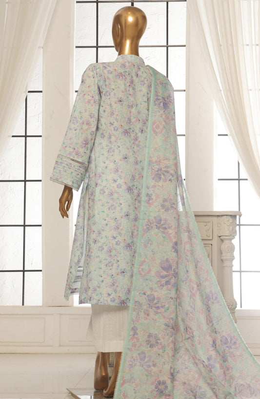Bin Saeed Printed Lawn Stitched 3 Piece Suit - SM-097 - BS25EPLV2 - Blue - Summer Collection