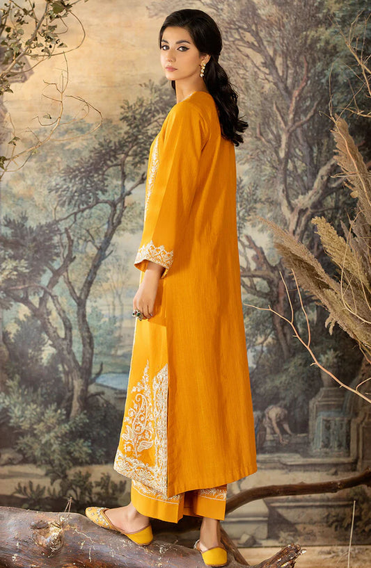 La Rosaa Embroidered Khaddar Stitched 2 Piece Suit - LW2-06 Mustard - LRS25BSP - Mustard - Casual Collection