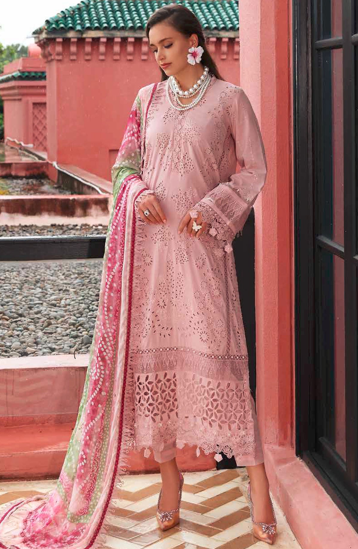Bazar by Nureh Chikankari Lawn Unstitched 3 Piece Suit - NE-106 - NU25BCL - Pink - Summer Collection