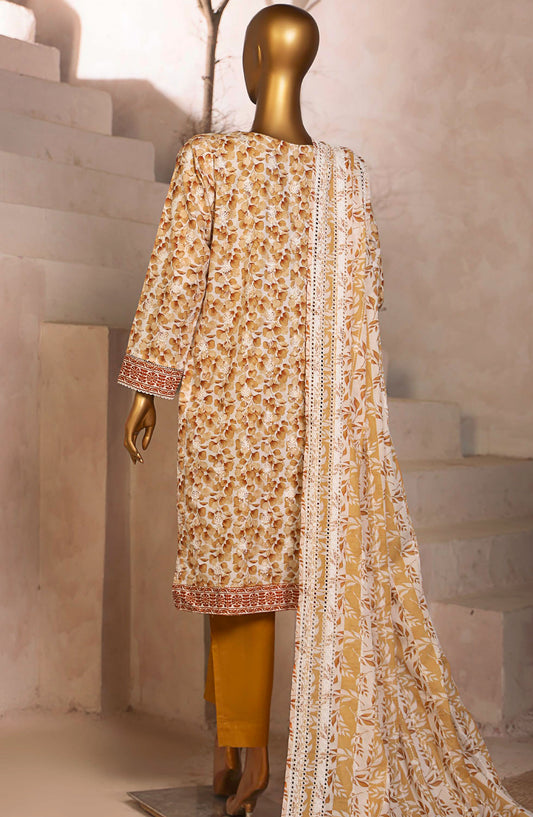 HZ Textile Embroidered Lawn Unstitched 3 Piece Suit - DEC-993 - HZ25EDK - Mustard - Summer Collection