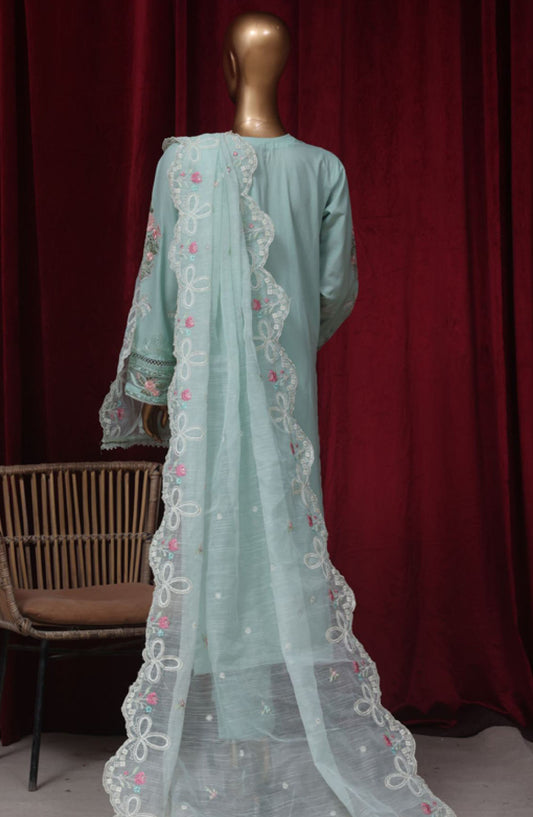 Bin Saeed Embroidered Lawn Stitched 3 Piece Suit - LF43B - BS25LF - Blue - Summer Collection