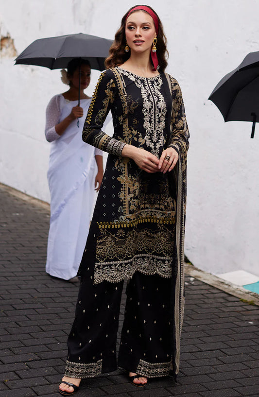 Saffira by Gulaal Chikankari Lawn Unstitched 3 Piece Suit - S-08 Amiri - GUL25SL - Black - Summer Collection
