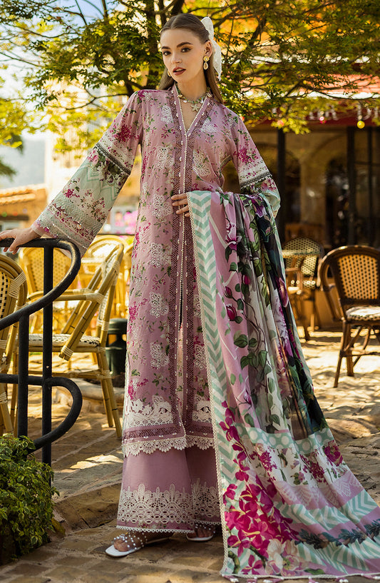 Elaf Chikankari Lawn Unstitched 3 Piece Suit - E L K - 0 5 B Fia - EL25PC - Pink - Summer Collection