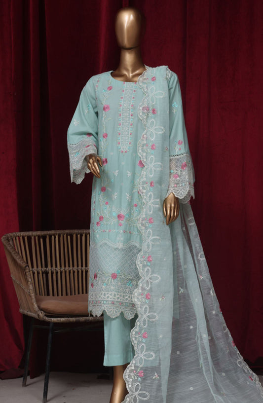 Bin Saeed Embroidered Lawn Stitched 3 Piece Suit - LF43B - BS25LF - Blue - Summer Collection