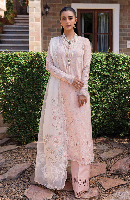 Qline by Qalamkar Chikankari Lawn Unstitched 3 Piece Suit - QM-12 Miso - Q25QL - Pink - Summer Collection