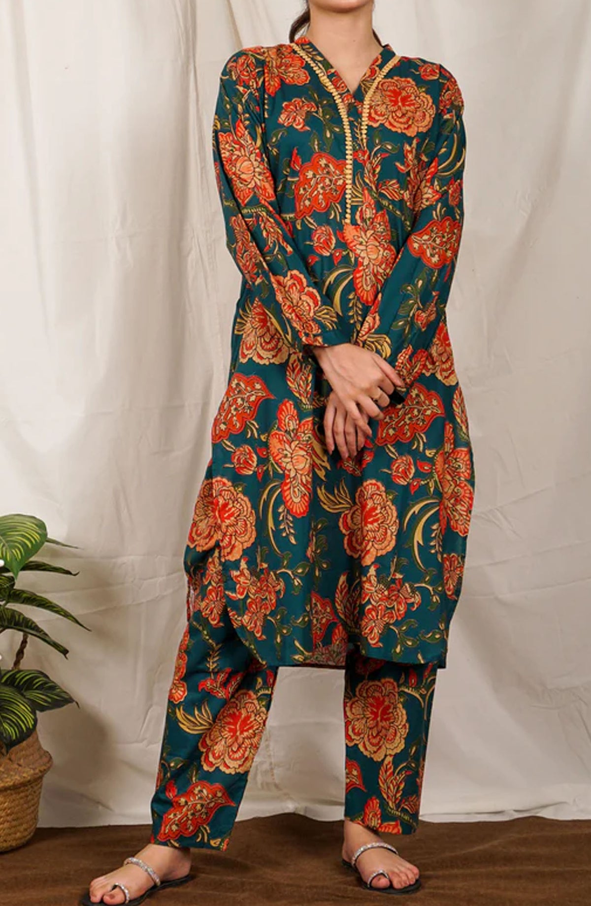 Pret Diaries Printed Cotton Stitched 2 Piece - 50108 - PD25SC - Orange - Summer Collection