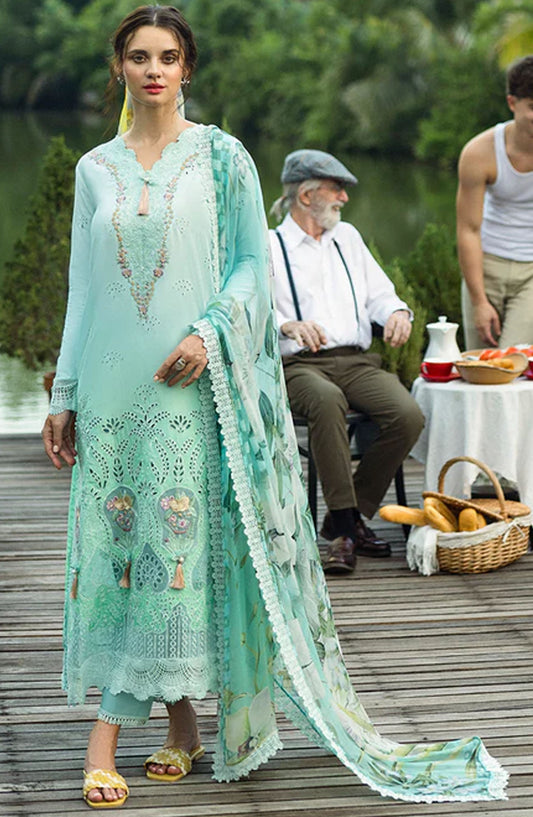 Mushq Chikankari Lawn Unstitched 3 Piece Suit - Famiglia - MQ25SOC - Sea Green - Summer Collection