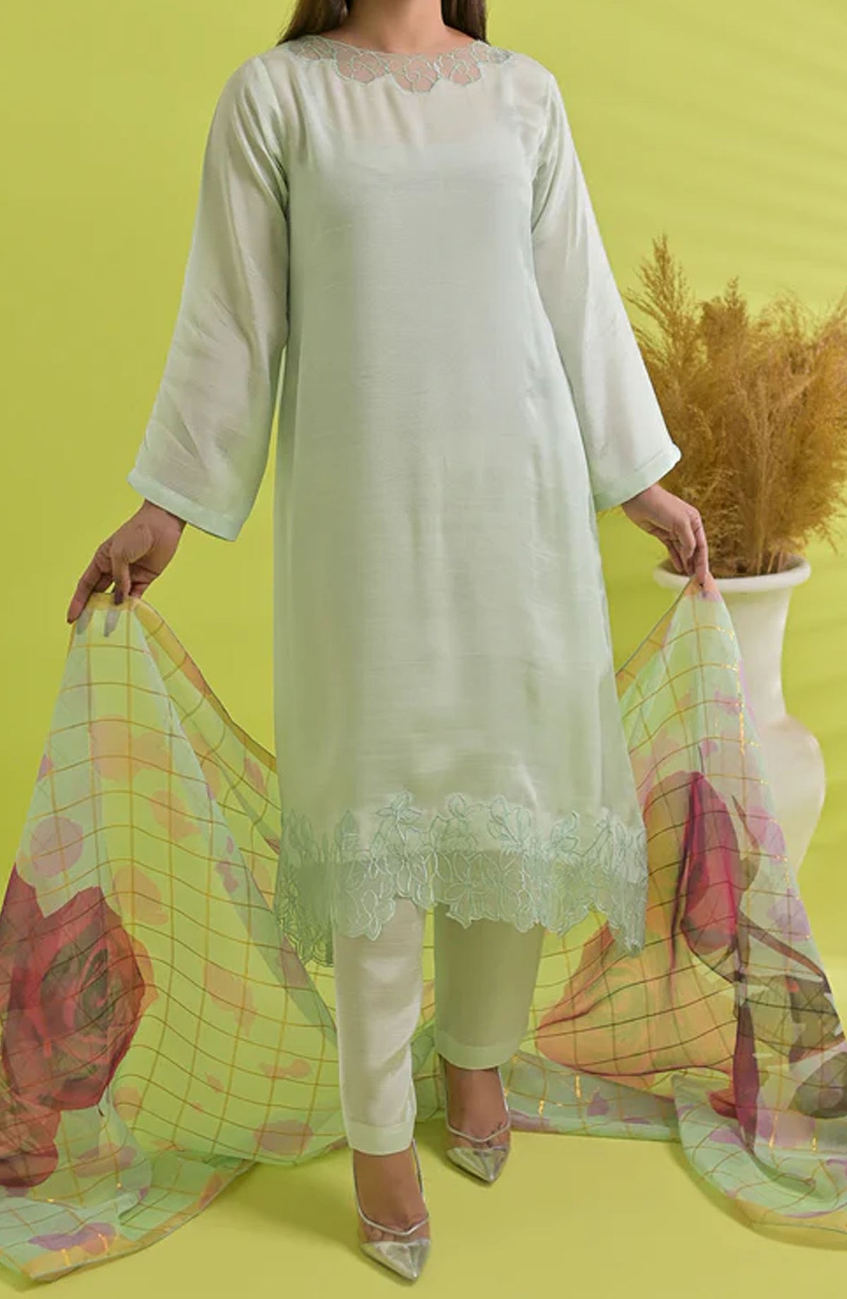 Pret Diaries Embroidered Raw Silk Stitched 3 Piece - 50105 - PD25SC - Blue - Summer Collection