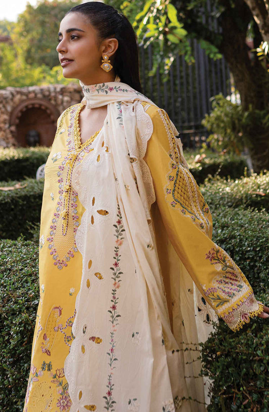 Qline by Qalamkar Chikankari Lawn Unstitched 3 Piece Suit - QM-10 Olena - Q25QL - Yellow - Summer Collection