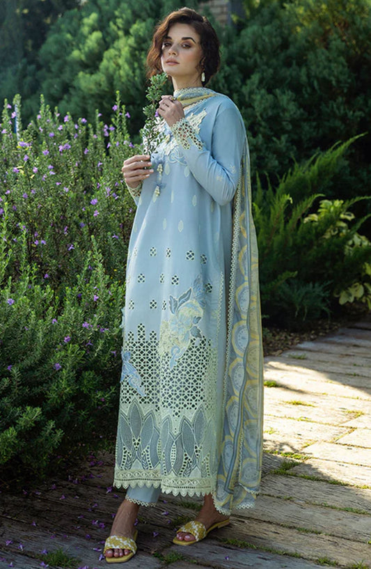 Mushq Chikankari Lawn Unstitched 3 Piece Suit - Intesa - MQ25SOC - Blue - Summer Collection