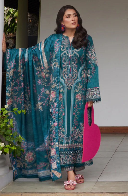 Saffira by Gulaal Embroidered Lawn Unstitched 3 Piece Suit - S-07 Camila - GUL25SL - Blue - Summer Collection
