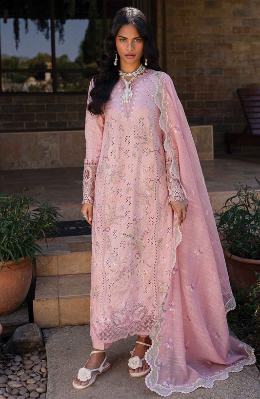 Qline by Qalamkar Chikankari Lawn Unstitched 3 Piece Suit - QM-09 Rosalee - Q25QL - Pink - Summer Collection