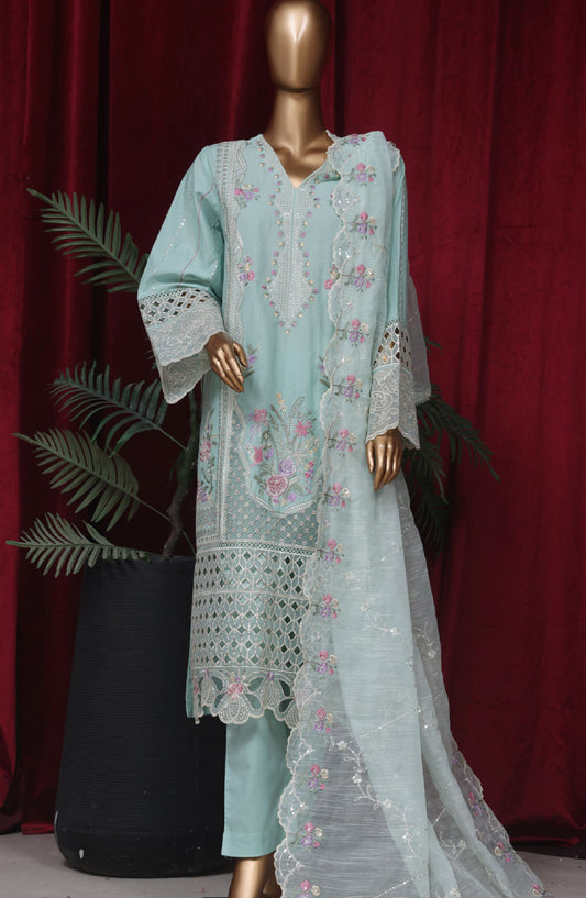 Bin Saeed Embroidered Lawn Stitched 3 Piece Suit - LF43A - BS25LF - Blue - Summer Collection
