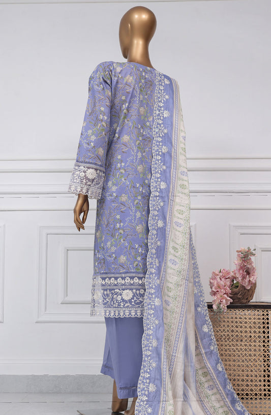Sadabahar Embroidered Lawn Stitched 3 Piece Suit - D-02 - SB2525SEL - Blue - Summer Collection