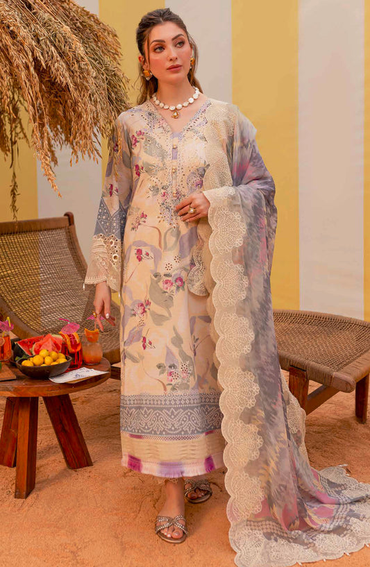 Gardenia by Nureh Chikankari Lawn Unstitched 3 Piece Suit - NSG - 177 - NU25GCL - Off White - Summer Collection