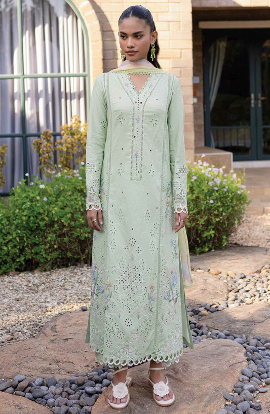 Qline by Qalamkar Chikankari Lawn Unstitched 3 Piece Suit - QM-08 Maia - Q25QL - Green - Summer Collection