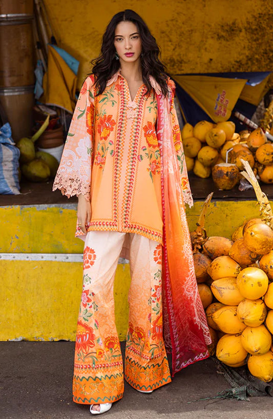 Hemline by Mushq Embroidered Lawn Unstitched 3 Piece Suit - MQ25HLD  - Noemi - Orange - Summer Collection