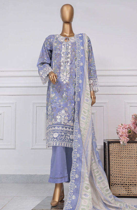 Sadabahar Embroidered Lawn Stitched 3 Piece Suit - D-02 - SB2525SEL - Blue - Summer Collection