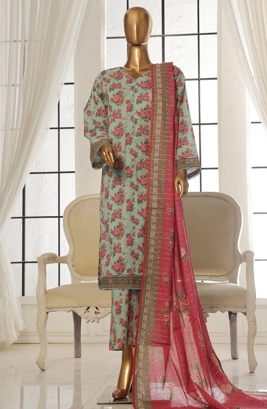 Bin Saeed Printed Lawn Stitched 3 Piece Suit - SM-132 - BS25EPLV2 - Blue - Summer Collection