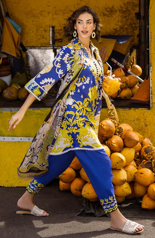 Hemline by Mushq Embroidered Lawn Unstitched 3 Piece Suit - MQ25HLD  - Mirella - Blue - Summer Collection