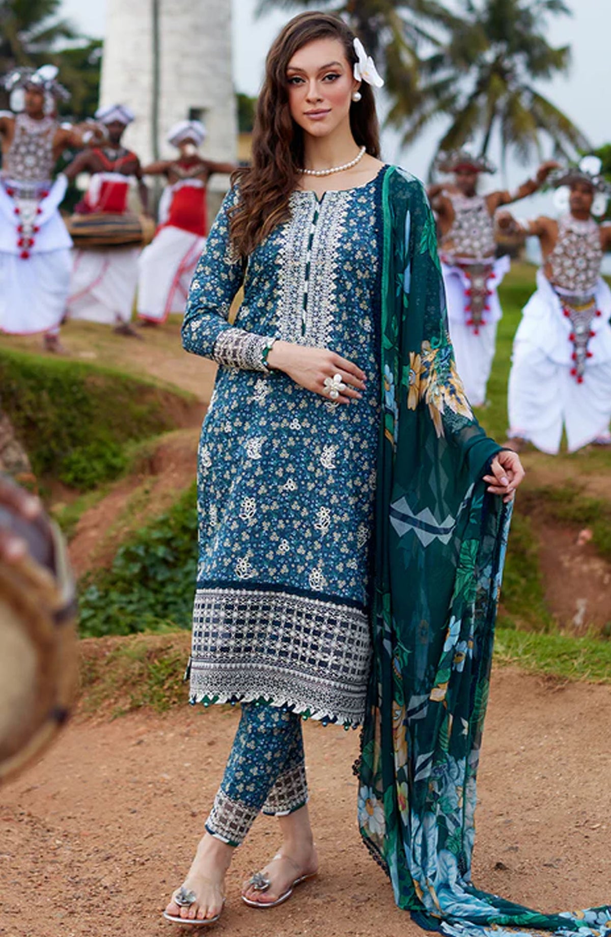 Saffira by Gulaal Chikankari Lawn Unstitched 3 Piece Suit - S-05 Chloe - GUL25SL - Blue - Summer Collection
