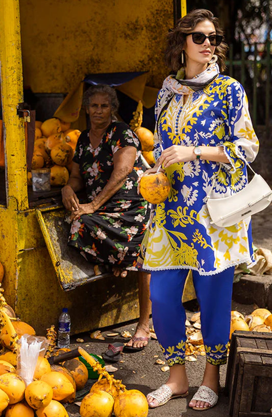Hemline by Mushq Embroidered Lawn Unstitched 3 Piece Suit - MQ25HLD  - Mirella - Blue - Summer Collection