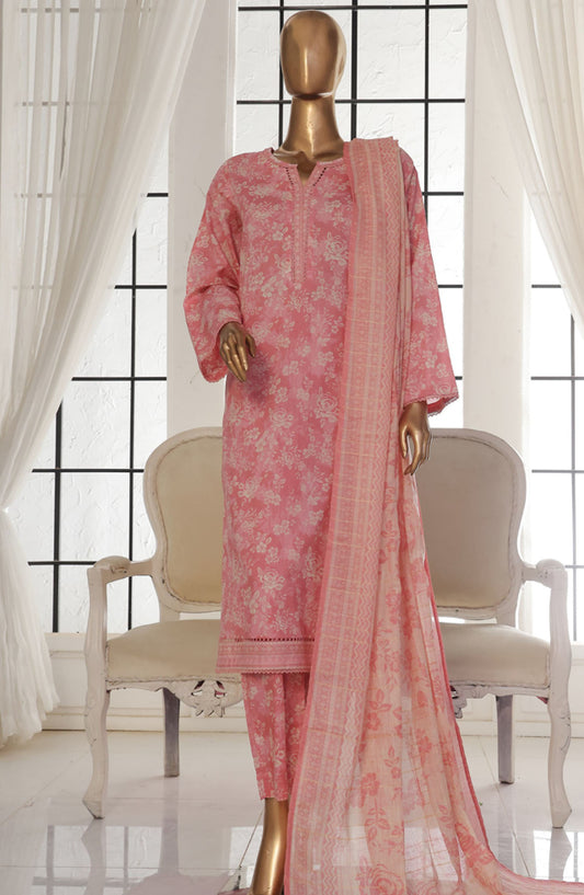 Bin Saeed Printed Lawn Stitched 3 Piece Suit - SM-133 - BS25EPLV2 - Pink - Summer Collection