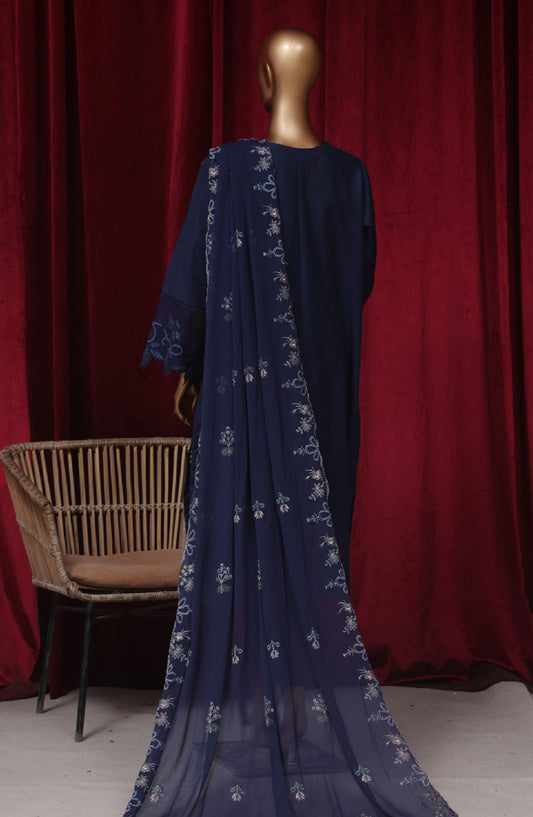 Bin Saeed Embroidered Lawn Stitched 3 Piece Suit - LF101 - BS25LF - Blue - Summer Collection