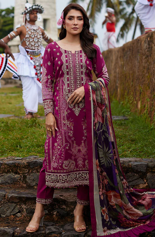Saffira by Gulaal Chikankari Lawn Unstitched 3 Piece Suit - S-04 Aria - GUL25SL - Magenta - Summer Collection