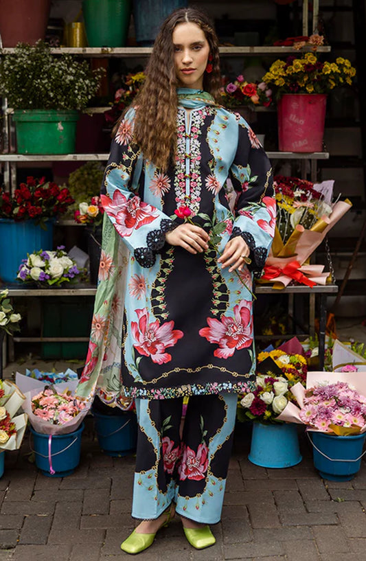 Hemline by Mushq Embroidered Lawn Unstitched 3 Piece Suit - MQ25HLD  - Renata - Black - Summer Collection