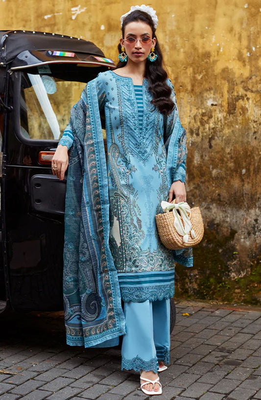 Saffira by Gulaal Embroidered Lawn Unstitched 3 Piece Suit - S-03 Inayah - GUL25SL - Blue - Summer Collection