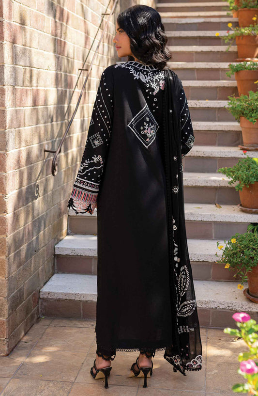 Qline by Qalamkar Embroidered Lawn Unstitched 3 Piece Suit - QM-04 Gigi - Q25QL - Black - Summer Collection