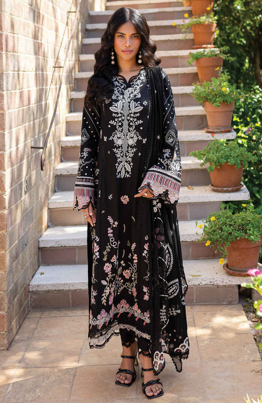 Qline by Qalamkar Embroidered Lawn Unstitched 3 Piece Suit - QM-04 Gigi - Q25QL - Black - Summer Collection