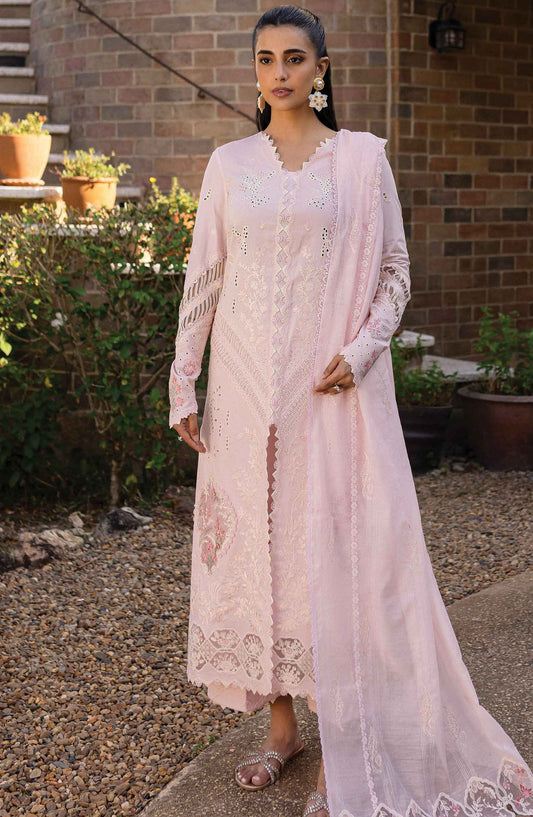 Qline by Qalamkar Embroidered Lawn Unstitched 3 Piece Suit - QM-03 Rune - Q25QL - Pink - Summer Collection