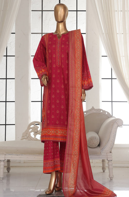 Bin Saeed Printed Lawn Stitched 3 Piece Suit - SM-120 - BS25EPLV2 - Pink - Summer Collection
