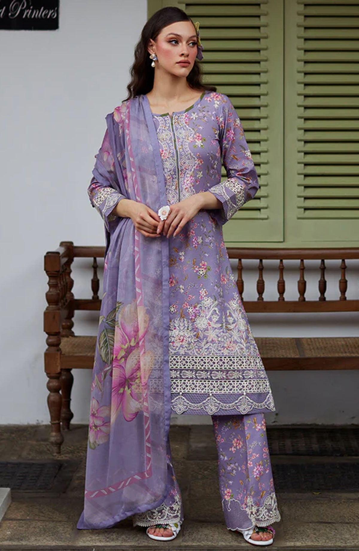 Saffira by Gulaal Chikankari Lawn Unstitched 3 Piece Suit - S-02 Miaa - GUL25SL - Purple - Summer Collection