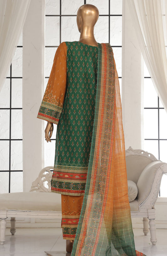 Bin Saeed Printed Lawn Stitched 3 Piece Suit - SM-117 - BS25EPLV2 - Green - Summer Collection
