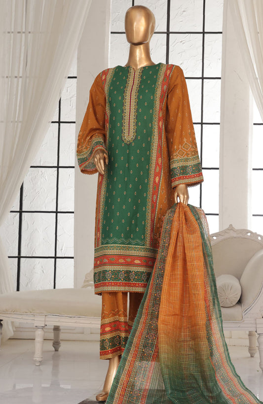 Bin Saeed Printed Lawn Stitched 3 Piece Suit - SM-117 - BS25EPLV2 - Green - Summer Collection