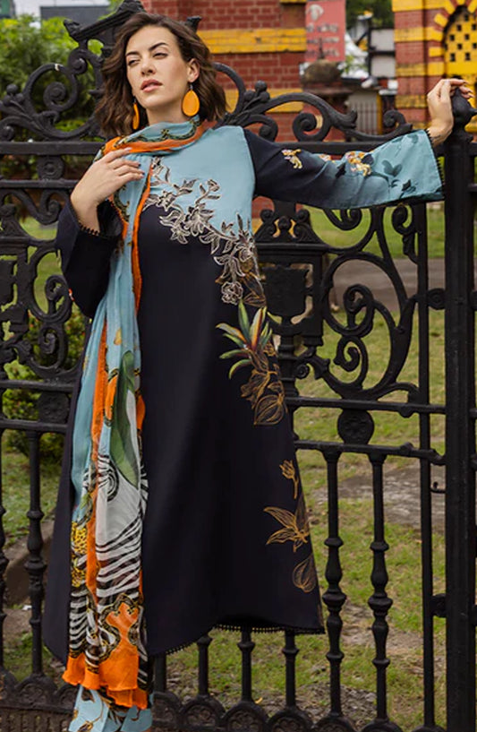 Hemline by Mushq Embroidered Lawn Unstitched 3 Piece Suit - MQ25HLD  - Paula - Black - Summer Collection