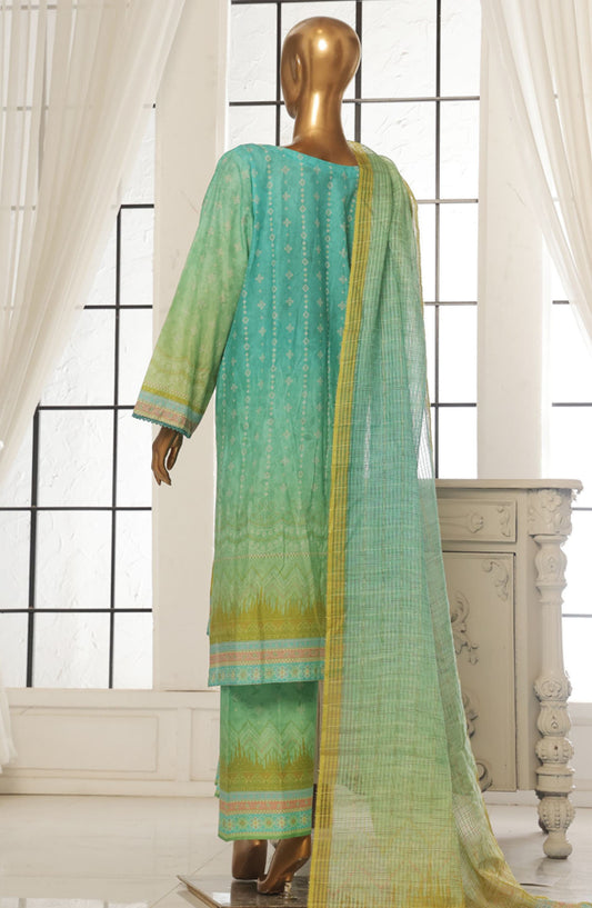 Bin Saeed Printed Lawn Stitched 3 Piece Suit - SM-125 - BS25EPLV2 - Sea Green - Summer Collection