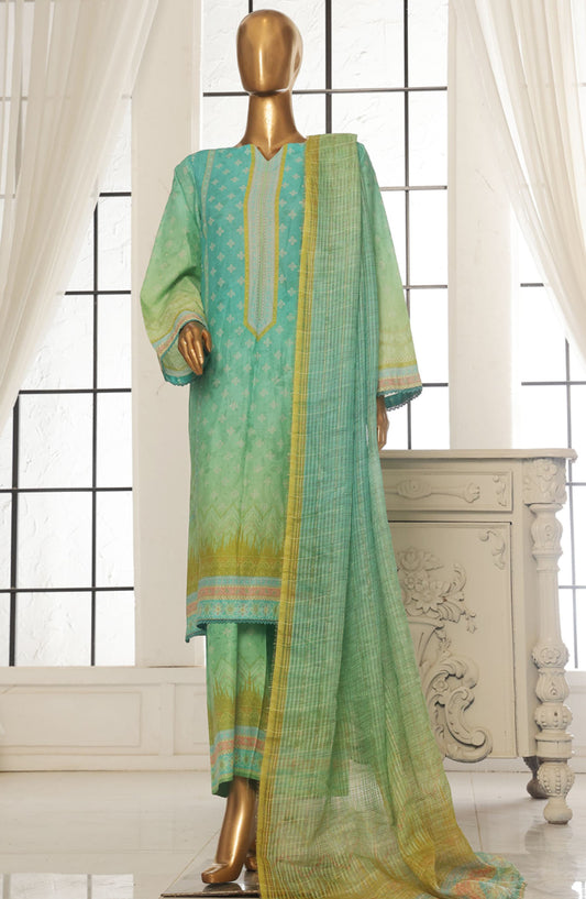 Bin Saeed Printed Lawn Stitched 3 Piece Suit - SM-125 - BS25EPLV2 - Sea Green - Summer Collection