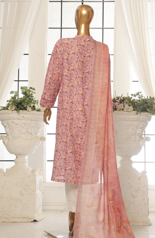 Bin Saeed Printed Lawn Stitched 3 Piece Suit - SM-105 - BS25EPLV2 - Pink - Summer Collection